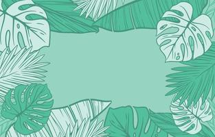 Background With Mint Green Theme Green Leaves vector