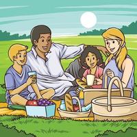 Interracial Family Theme Family Activity Picnic vector