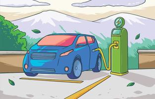 coche eléctrico del futuro con combustible eléctrico vector