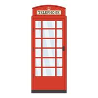 Red telephone booth, color vector isolated cartoon-style illustration