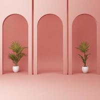 Minimal abstract geometric background with direct sunlight in shades of green and yellow. Showcase scene with empty podium for product presentation 3d rendering photo