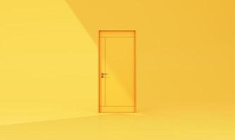 Close and open door on pastel background with sunlight shade and shadow with color balloon. 3d render photo