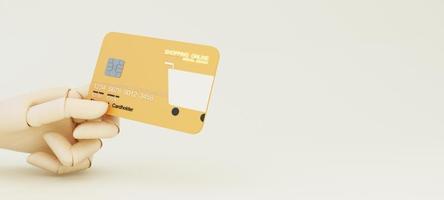 Close up of shopping online design on credit card, levitating template mockup Bank credit card with online service isolated on pink background, digital coin, wallet, copy space 3d rendering photo