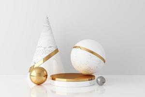 Minimal abstract geometric background with direct sunlight in shades of green and yellow. Showcase scene with empty podium for product presentation 3d rendering photo