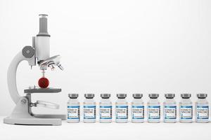 Covid-19 self test kit with vaccine and medicine on white background. 3d rendering photo