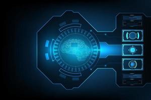 brain artificial intelligence. brain circuit in HUD technology concept. illustration vector design