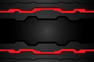 textura negra de metal abstracto y contraste de línea rojo sobre fondo de diseño de tecnología moderna de plantilla metálica. ilustración vectorial vector
