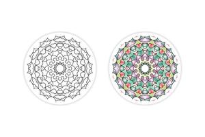 mandala two black line and gradient color pattern decorative design background. hand drawing art vector illustration