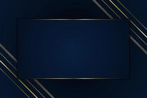 Luxury line golden border on fabric crumple with dark blue stripe background. Vector illustration