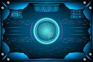 Futuristic Interface artificial intelligence. brain scan in HUD technology concept. illustration vector design