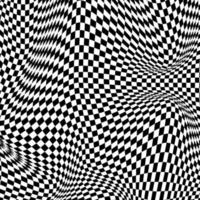 Abstract black and white curved grid vector background. Abstract black and white geometric pattern with squares. Contrast optical illusion. Vector Illustration