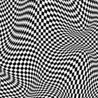 Abstract black and white curved grid vector background. Abstract black and white geometric pattern with squares. Contrast optical illusion. Vector Illustration