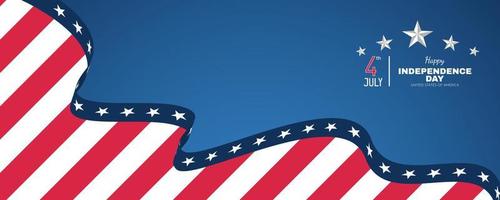 Flat banner with text 4th of July and Happy Independence day vector