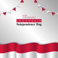 Indonesia Independence day background with wavy flag style vector