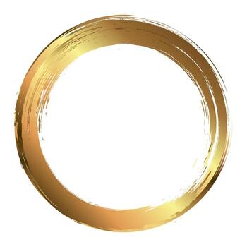 marco dorado circular pintado con pinceladas sobre fondo blanco. elemento de diseño vectorial abstracto. concepto de oro. invitación retro para el diseño de decoración. pintura de oro vectorial. textura de estilo acuarela. vector