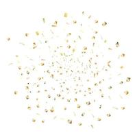 Confetti and streamer ribbon falling on transparent background. Falling shiny gold confetti. Bright golden festive tinsel. Party backdrop. Holiday design elements for web banner, poster vector