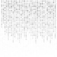 Background With Digits On Screen. binary code zero one matrix white background. banner, pattern, wallpaper. Vector illustration