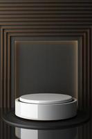 Minimal abstract geometric background with direct sunlight in shades of green and yellow. Showcase scene with empty podium for product presentation 3d rendering photo