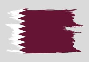 Brush painted Qatar flag Hand drawn style illustration with a grunge effect and watercolor. vector