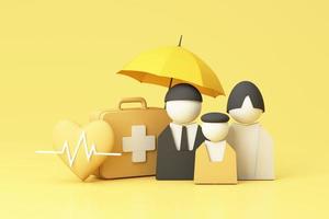 Investing in the form of life insurance and health insurance to manage risks concept. Assurance and insurance finances, health care family and life. pastel background realistic 3d rendering photo