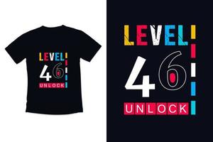 T shirt design vintage gamer with level 46 birthday gaming shirt design vector