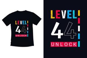 T shirt design vintage gamer with level 44 birthday gaming shirt design vector