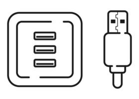 Icono de ranura USB adjunta a la pared para cargar sobre fondo blanco. ilustración vectorial vector