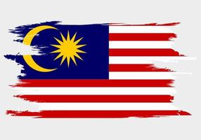 Flag of Malaysia. Brush painted Flag of Malaysia. Hand drawn style illustration with a grunge effect and watercolor. Flag of Malaysia with grunge texture. Vector illustration.