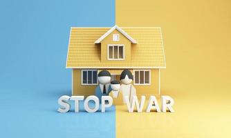 calls to Stop war No war, stop war, russian aggression. 3d render photo