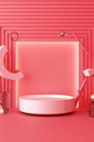 Minimal abstract geometric background with direct sunlight in shades of green and yellow. Showcase scene with empty podium for product presentation 3d rendering photo