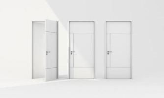 Close and open door on pastel background with sunlight shade and shadow with color balloon. 3d render photo