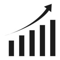 Growing graph, Bar chart icon on white background. Flat design vector illustration.