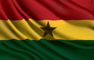 Ghana national flag waving realistic vector illustration