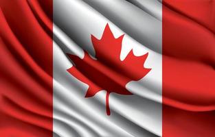 canada national flag waving realistic vector illustration