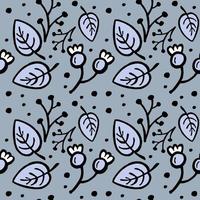 twigs, berries leaves - vector seamless pattern. autumn background in flat style. pattern for fabric