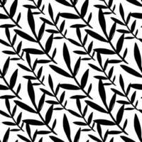 twig twig - vector seamless pattern. leaves background in flat style. black and white floral pattern for fabric, interior decor