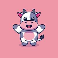 vector premium de dibujos animados de ilustración de mascota de vaca linda