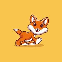 vector premium de dibujos animados de ilustración de mascota de zorro lindo