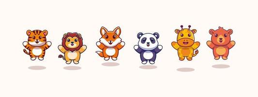 Cute animal jump character cartoon illustration design vector