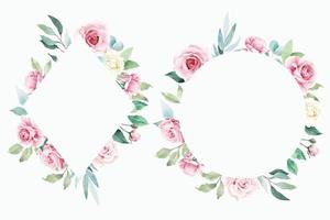Rose floral frames in watercolor style vector