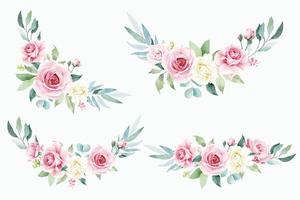 Watercolor rose flower bouquet collection vector