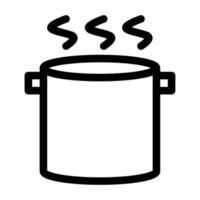 icono de vector de olla caliente sobre fondo blanco. diseño de estilo de esquema de icono de bote.