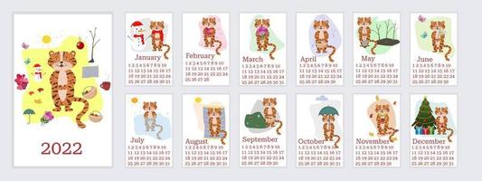 calendario con tigre vector