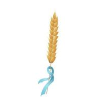 Spikelet of wheat with blue ribbon vector