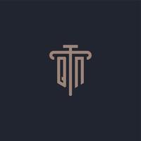 QN initial logo monogram with pillar icon design vector