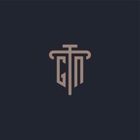 GN initial logo monogram with pillar icon design vector