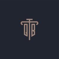 QB initial logo monogram with pillar icon design vector