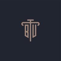 BU initial logo monogram with pillar icon design vector