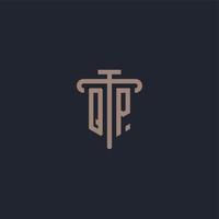 QP initial logo monogram with pillar icon design vector