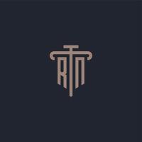 RN initial logo monogram with pillar icon design vector